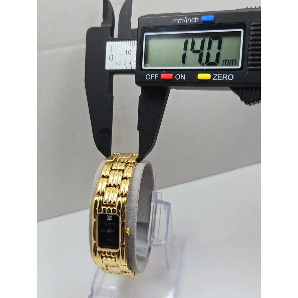 Vintage Wittnauer QWR Tank Watch Womens Black Dial Diamond New Battery Petite